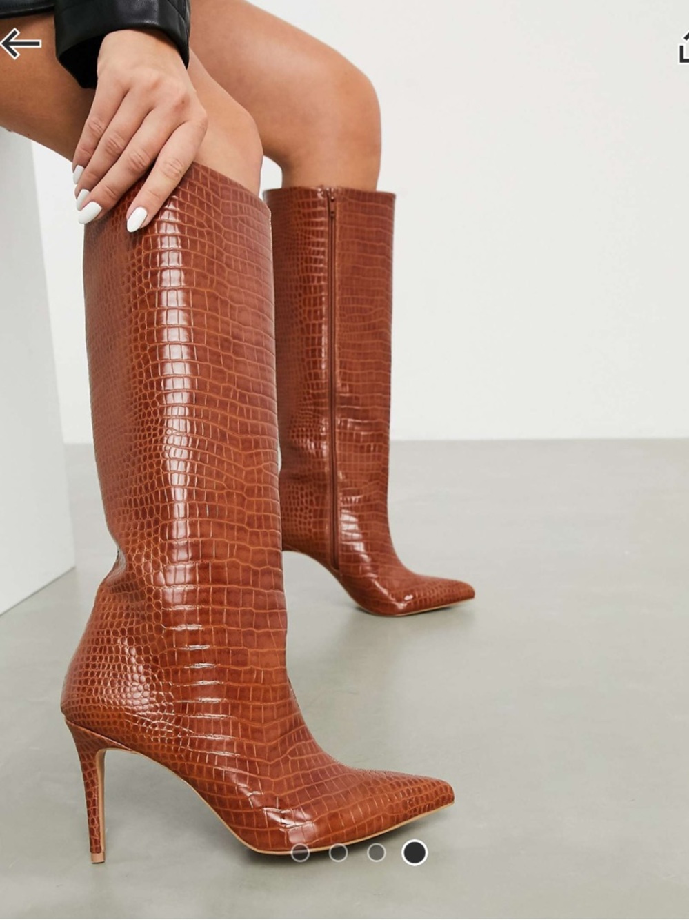 ASOS Claudia Knee High Boots in Lizard Tan size 6